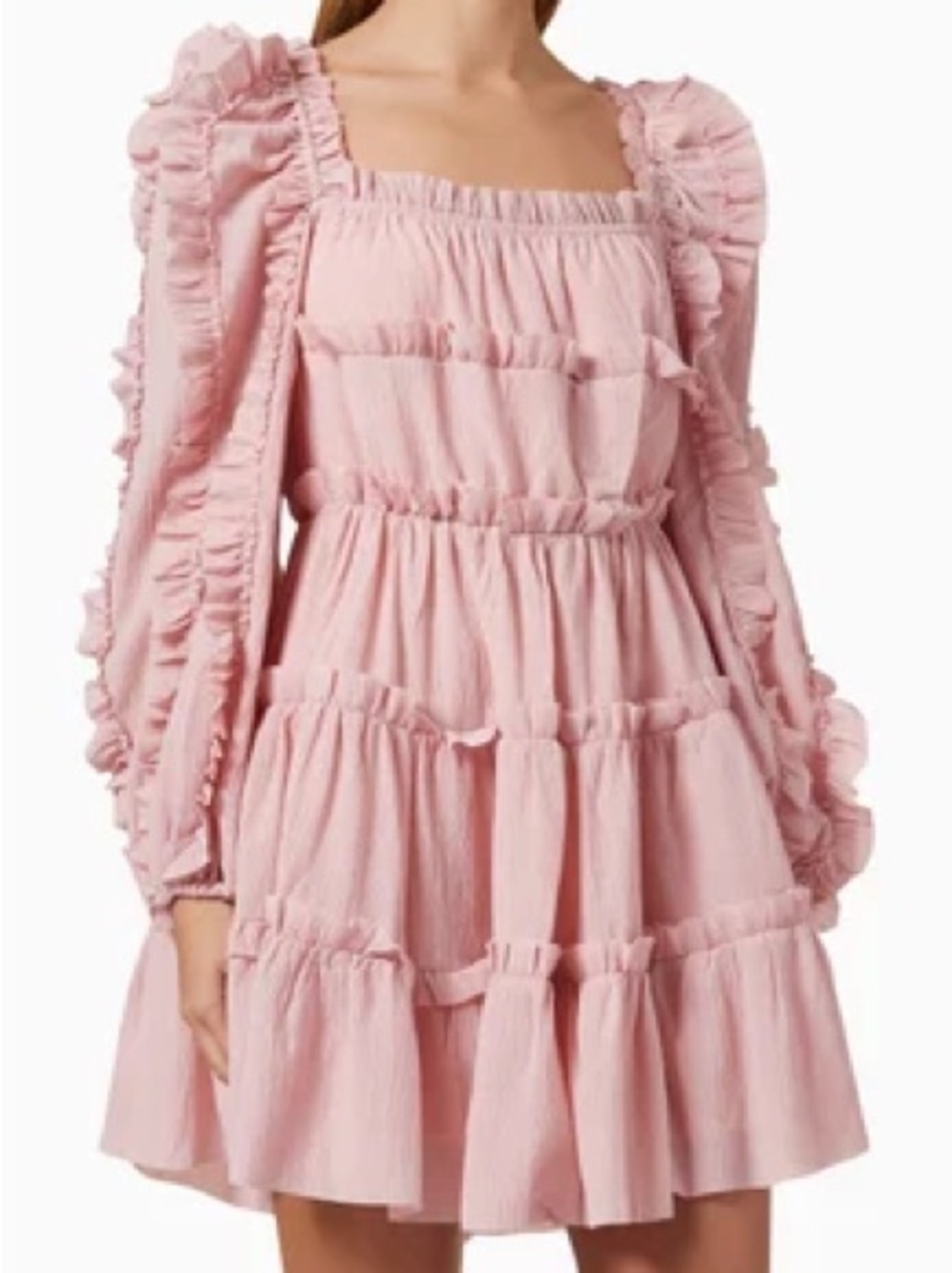 Elliatt Tillo Pink Ruffled Tiered Pink Mini Dress